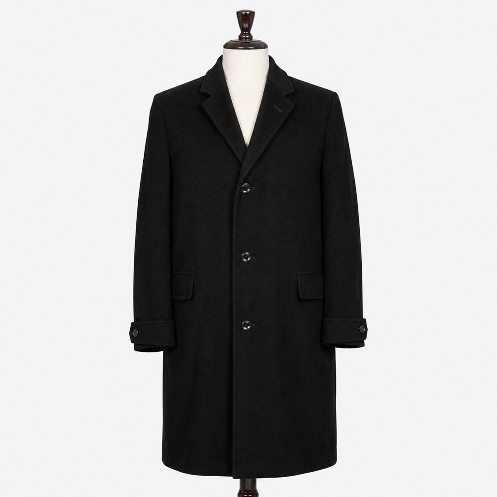VTG 60s Sears Mens XL 46 48 Black Overcoat Kashbah Italian Wool Union Made